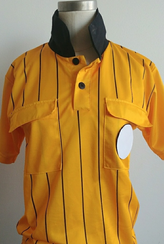 Yellow and black striped soccer shirt